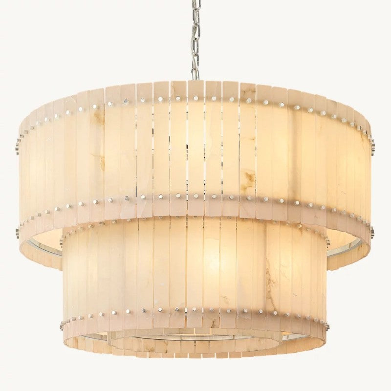 Mearin Alabaster Round Tiered Chandelier 48"