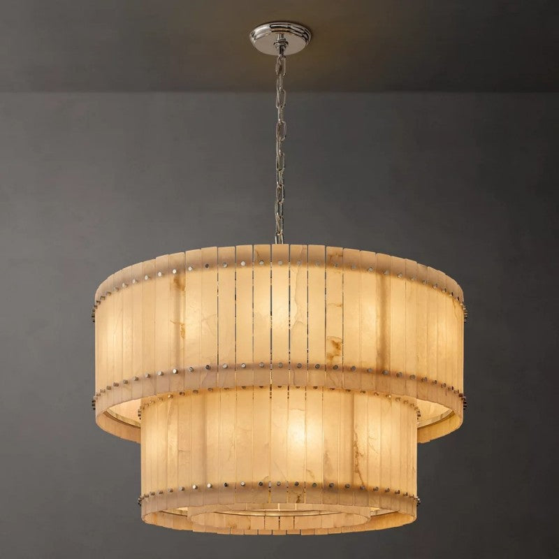Mearin Alabaster Round Tiered Chandelier 48"