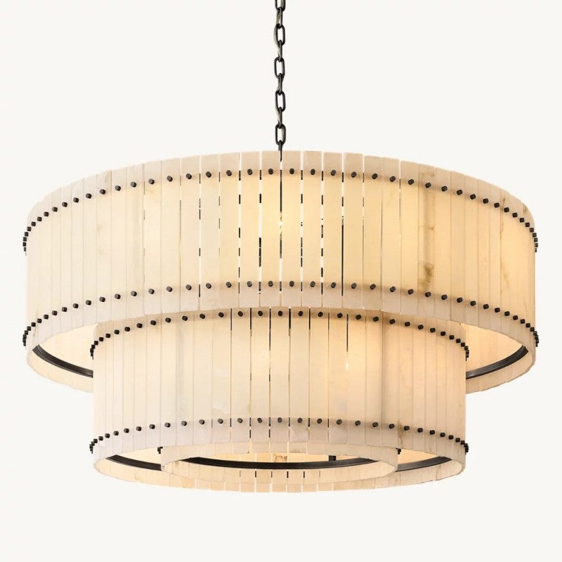 Mearin Alabaster Round Tiered Chandelier 60"