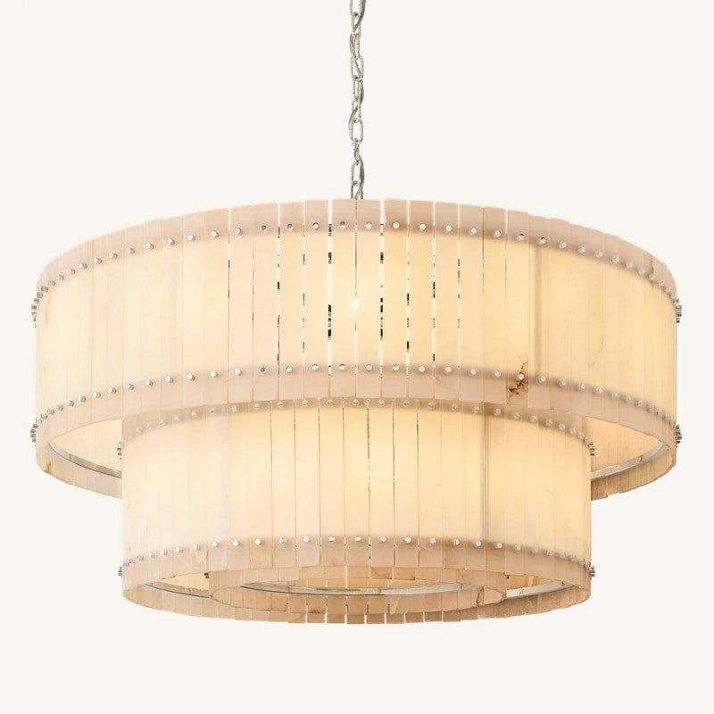 Mearin Alabaster Round Tiered Chandelier 60"