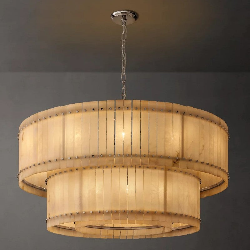 Mearin Alabaster Round Tiered Chandelier 60"