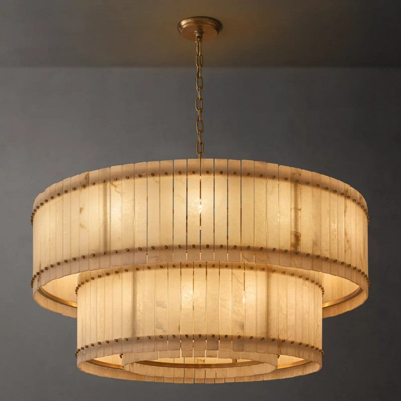 Mearin Alabaster Round Tiered Chandelier 60"