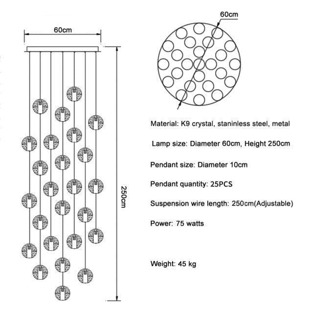 Adonis Suspension Water Drop Chandelier( 43 - Light customized) - Lightings Menu