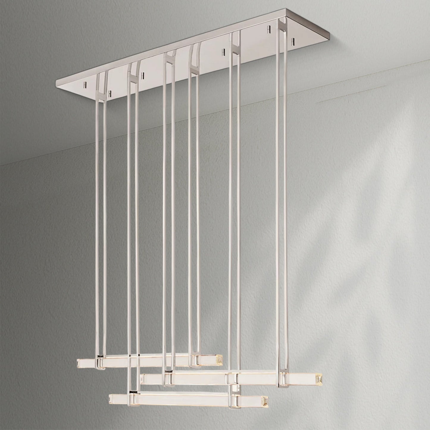Aedubon Crystal Triple Bar Linear Chandelier - Lightings Menu