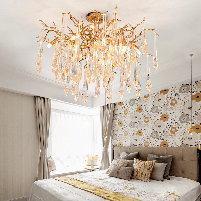 Agnes Brass Branch Crystal Ceiling Light - Lightings Menu