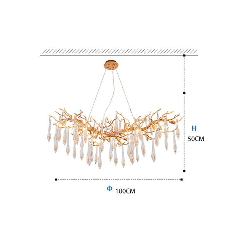 Agnes Brass Branch Crystal Chandelier For Dining Room - Lightings Menu
