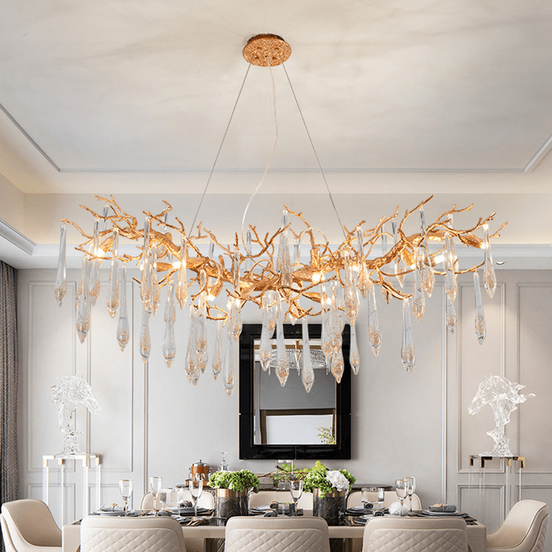 Agnes Brass Branch Crystal Chandelier For Dining Room - Lightings Menu