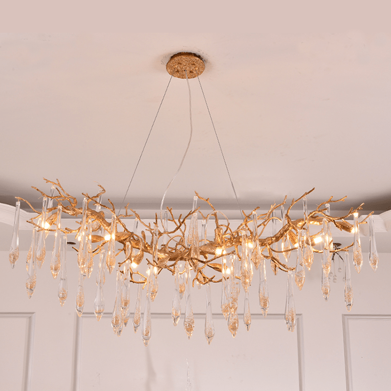 Agnes Brass Branch Crystal Chandelier For Dining Room - Lightings Menu