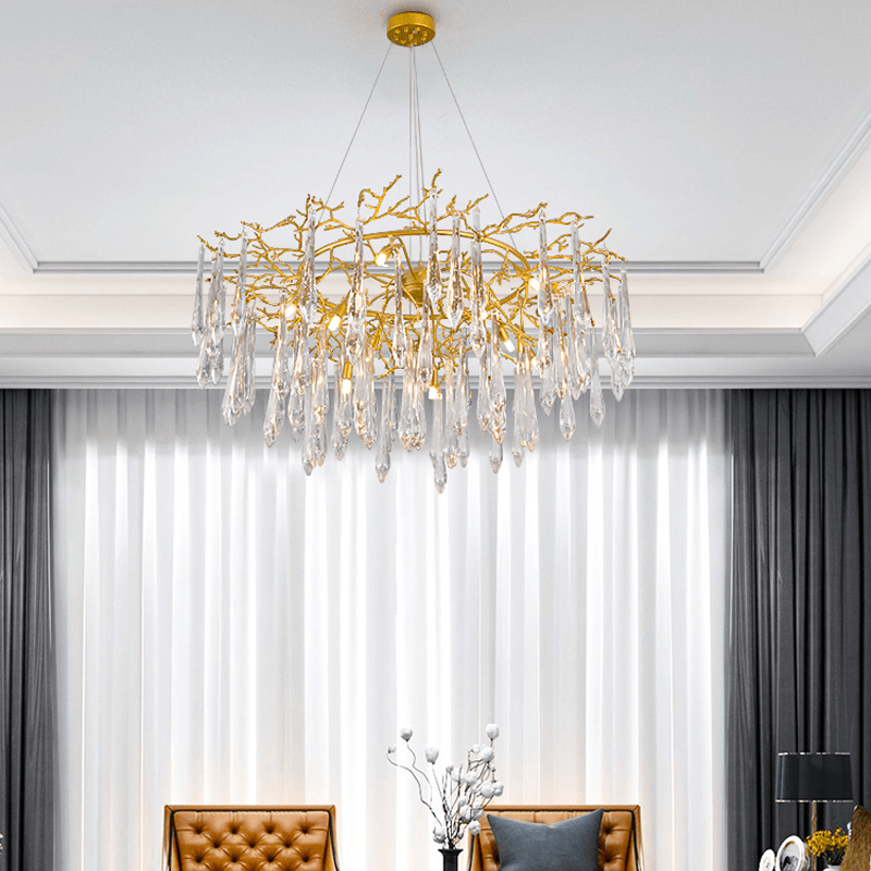 Agnes Round Branch Crystal Chandelier - Lightings Menu