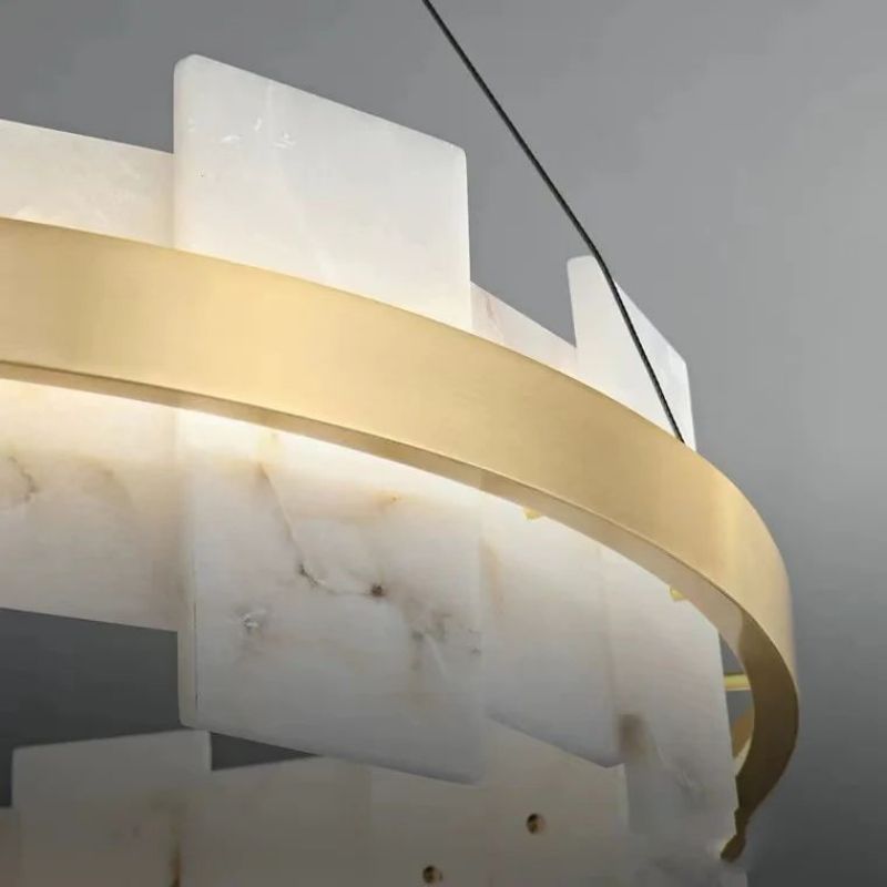 Alabaster Glo Modern Round Chandelier - Lightings Menu