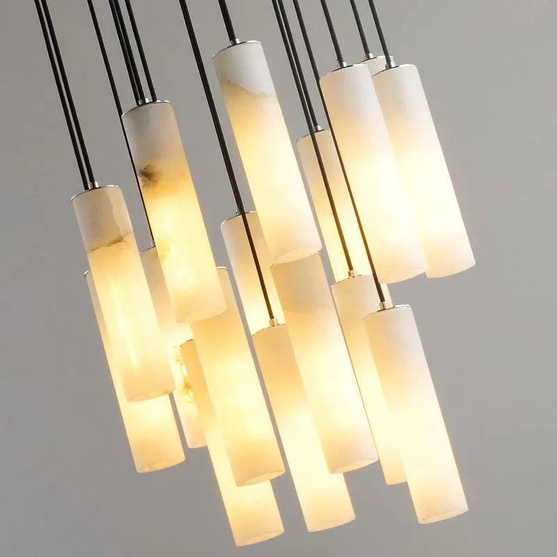 Alabaster Modern Cylindrical Round Chandelier - Lightings Menu