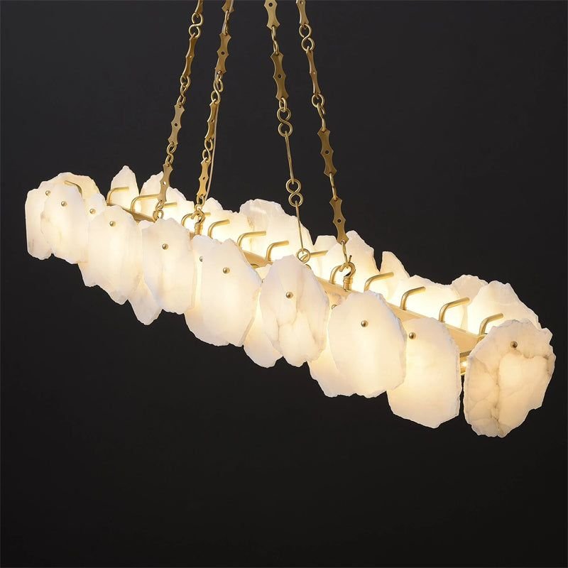 Alabaster Moira Modern Snowflake Linear Chandelier - Lightings Menu