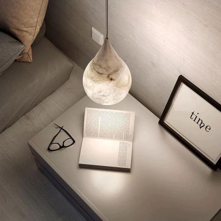 Alabaster Teardrop Single Pendant 7"D - Lightings Menu