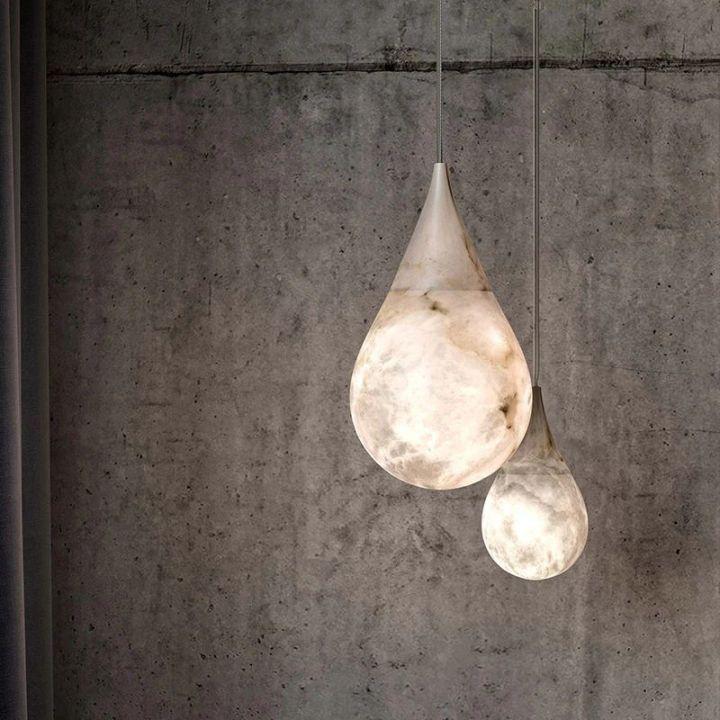 Alabaster Teardrop Single Pendant 7"D - Lightings Menu