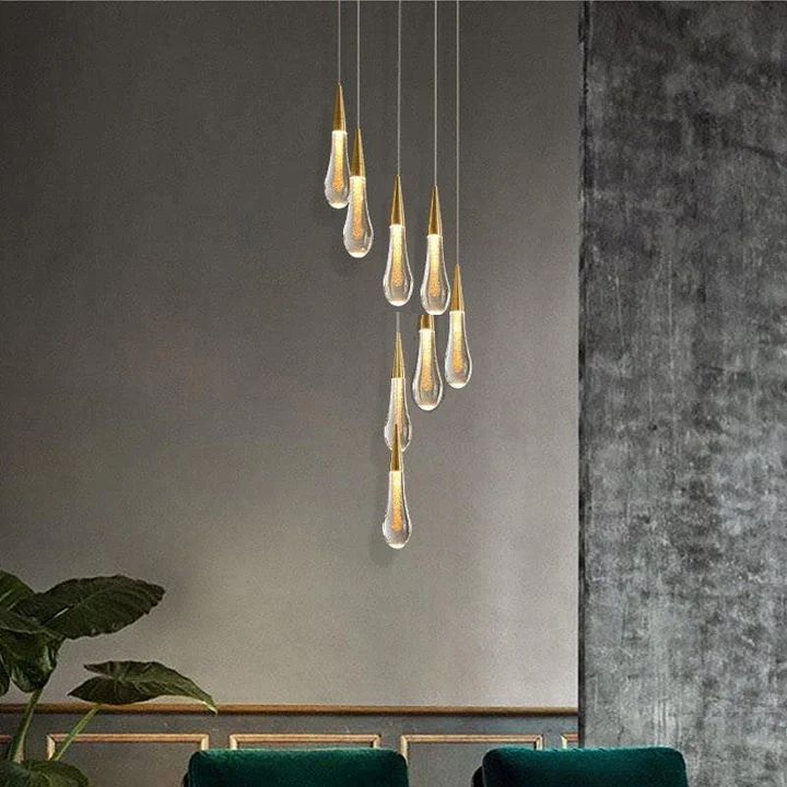 Allure Multi - LED Glass Staircase Chandelier - Lightings Menu