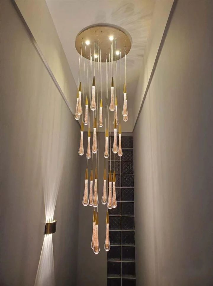 Allure Multi - LED Glass Staircase Chandelier - Lightings Menu