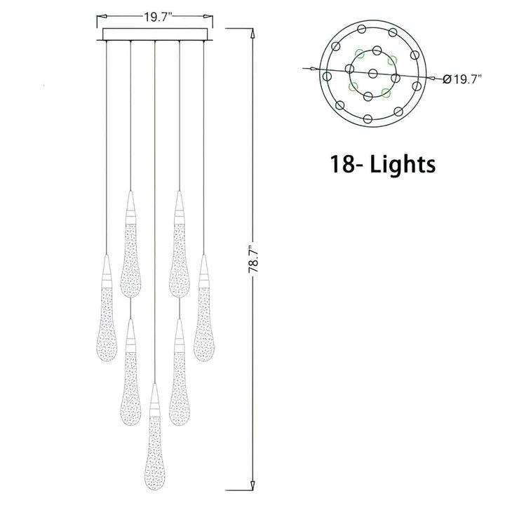 Allure Multi - LED Glass Staircase Chandelier - Lightings Menu