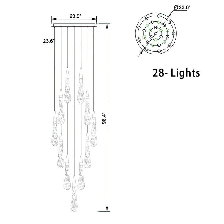 Allure Multi - LED Glass Staircase Chandelier - Lightings Menu