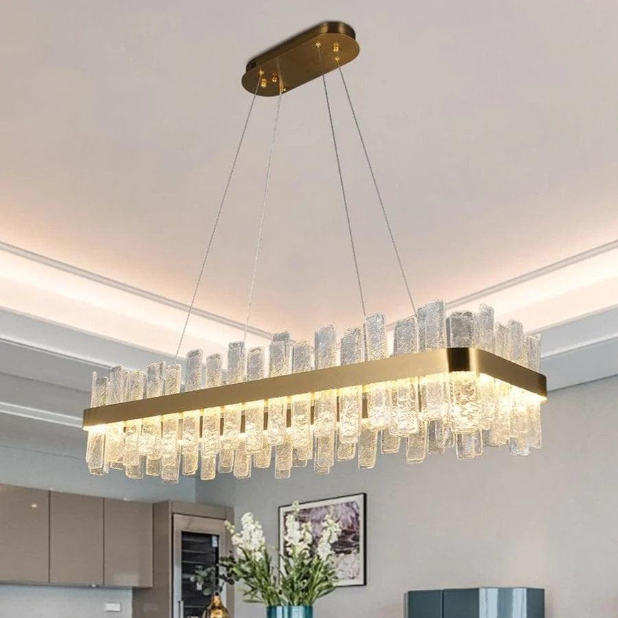Andrea Rectangular Crystal Chandelier - Lightings Menu