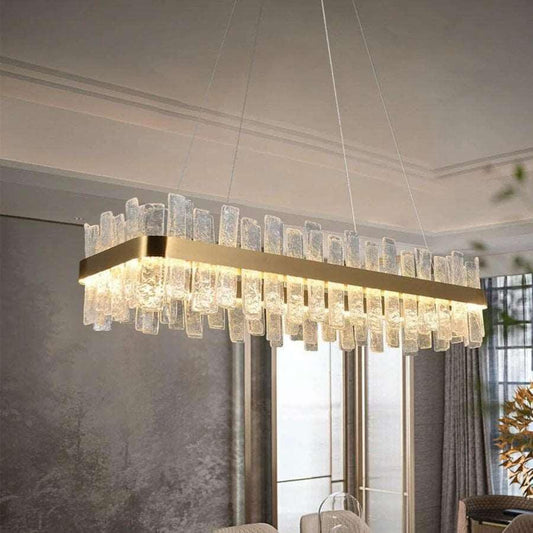 Andrea Rectangular Crystal Chandelier - Lightings Menu