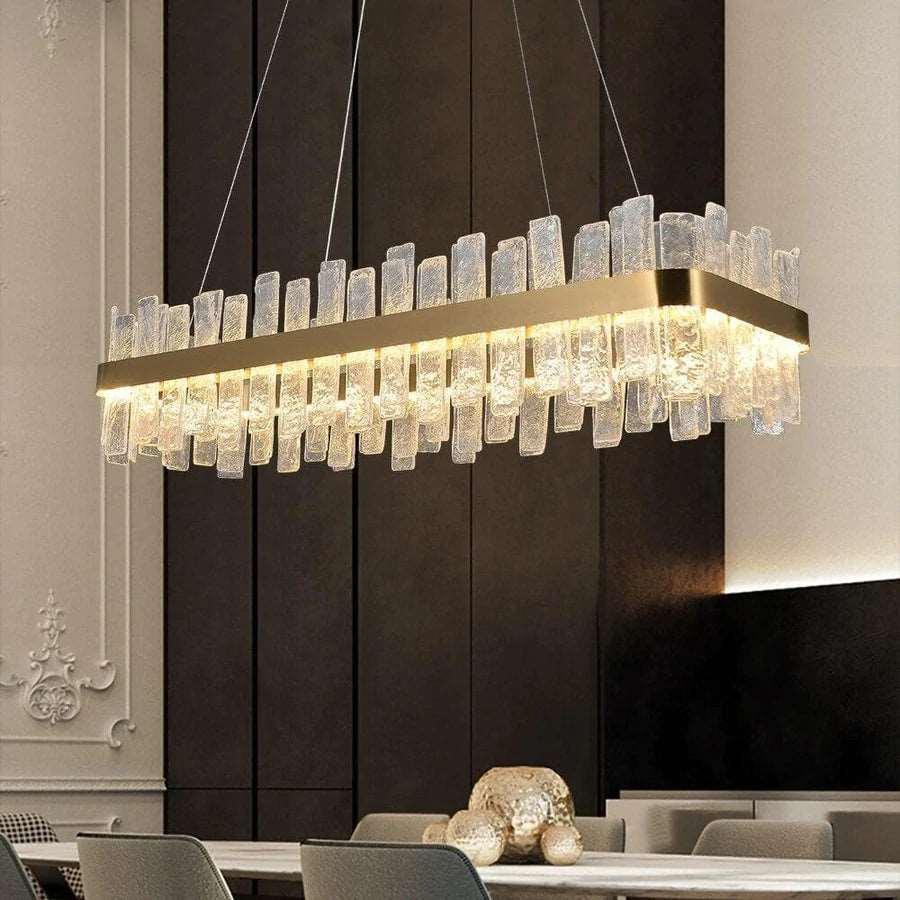 Andrea Rectangular Crystal Chandelier - Lightings Menu