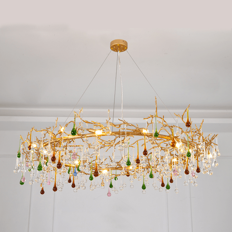 Avis Colorful Crystal Rain Branch Chandelier - Lightings Menu