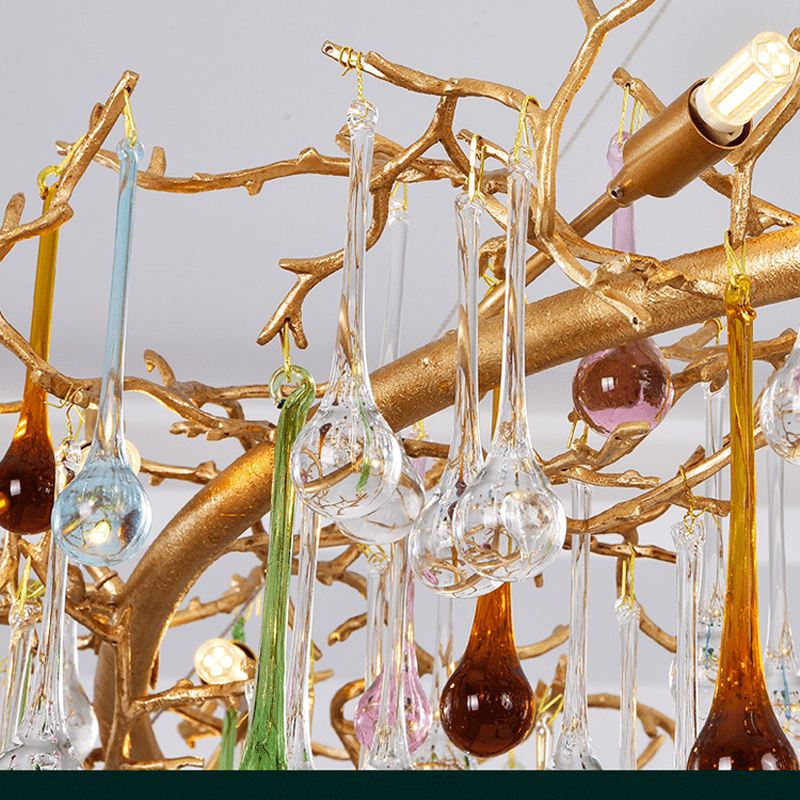 Avis Colorful Crystal Rain Branch Chandelier - Lightings Menu