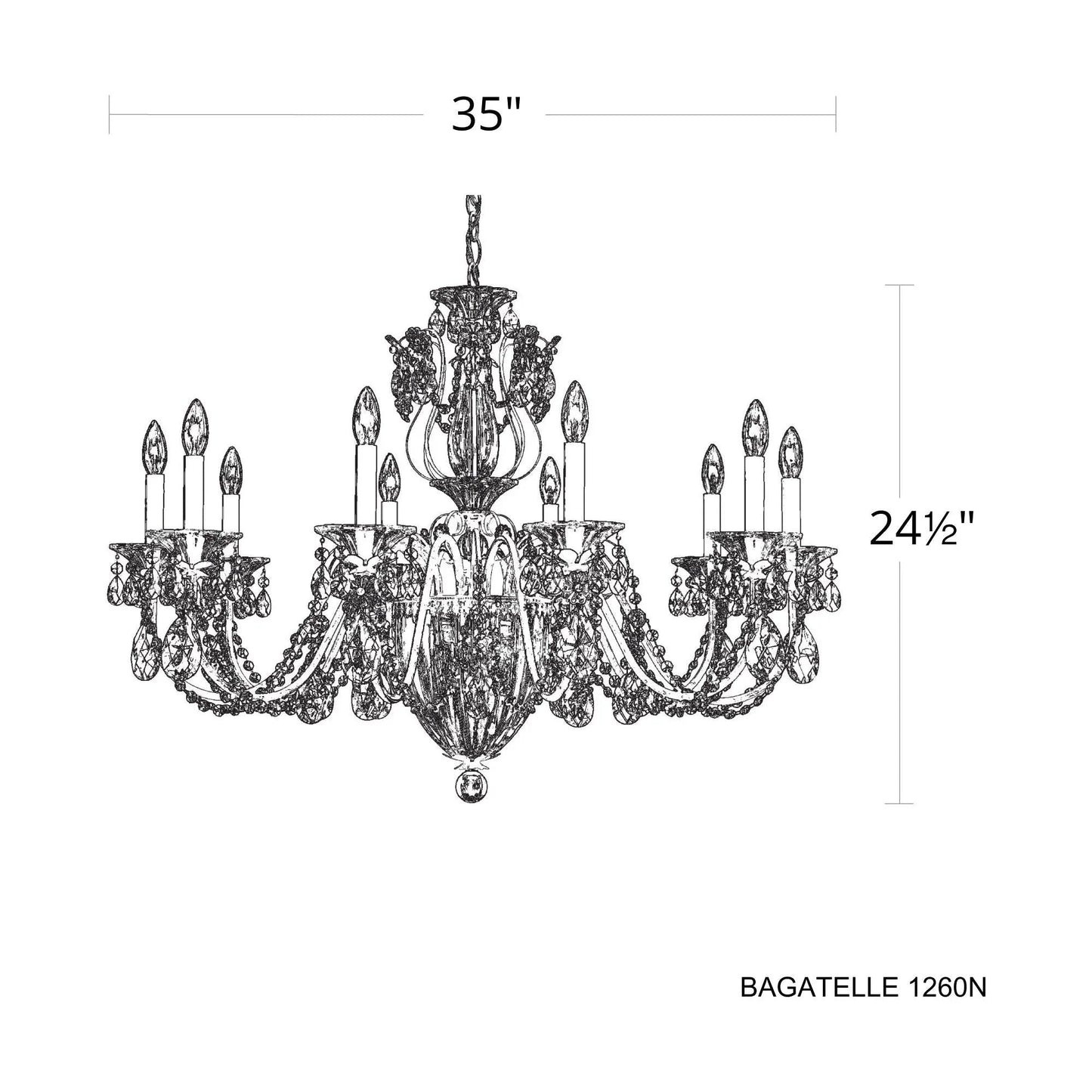Bagatella 13 - Light 35 inch Chandelier - Lightings Menu