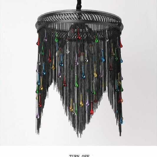 Black Chain Tassel Chandelier - Lightings Menu