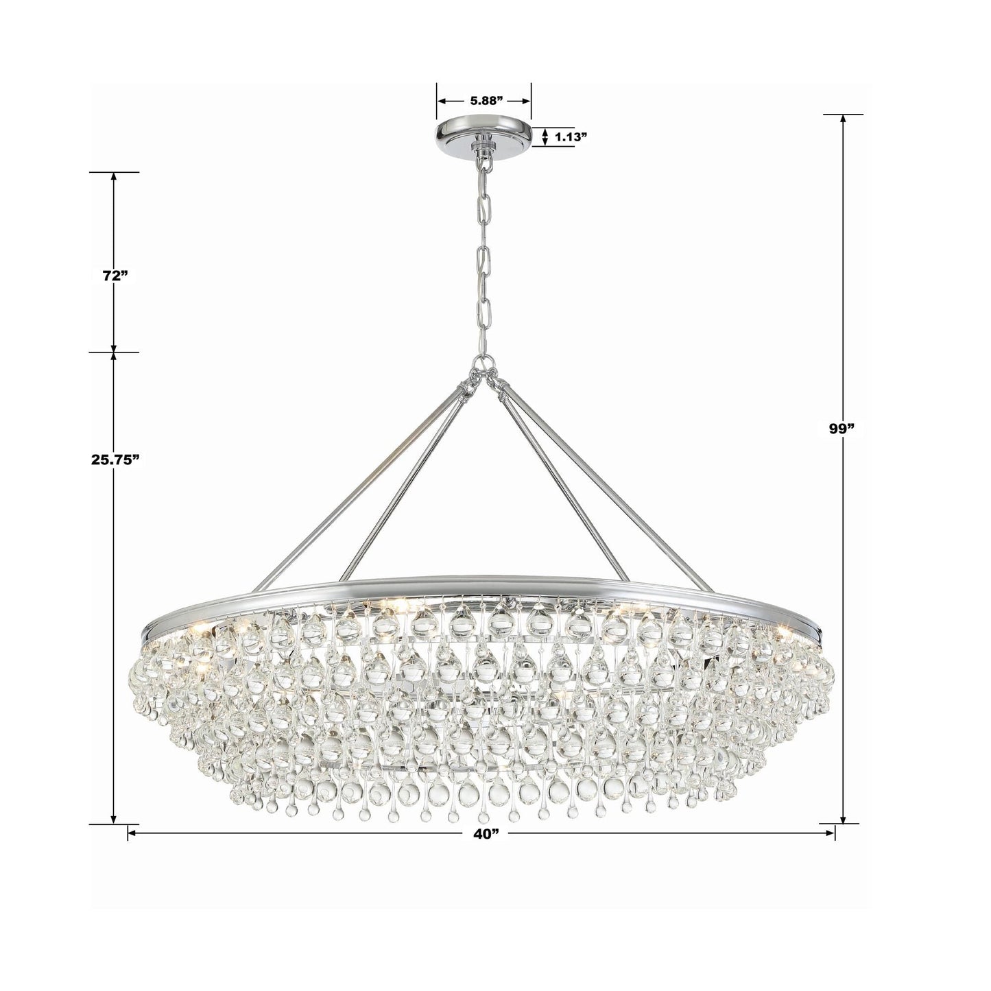 Calypso 8 - Light Chandelier with Clear Crystal Drops - Lightings Menu