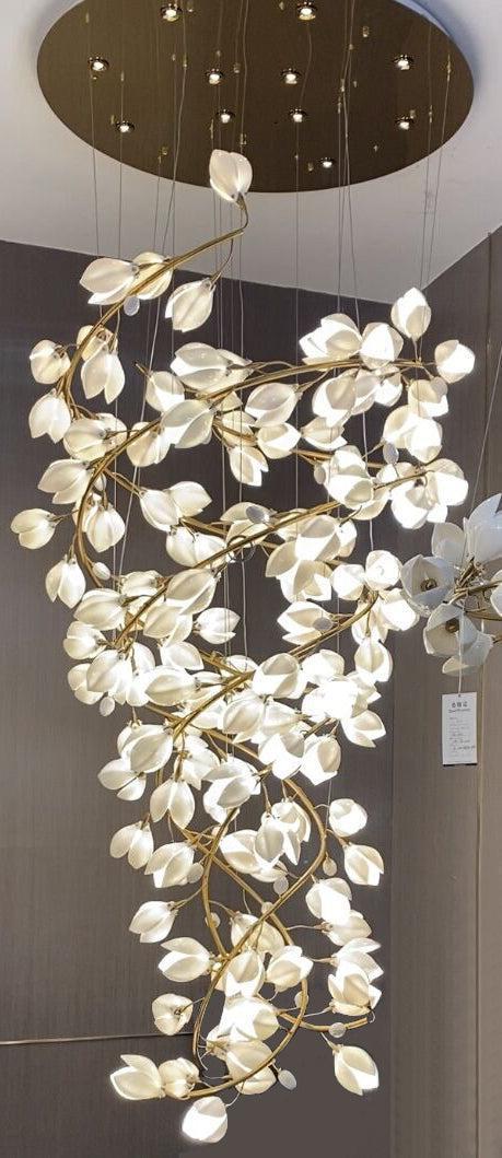Ceramic Artistic Magnolia Spiral Pendant Ceiling Light Chandelier - Lightings Menu