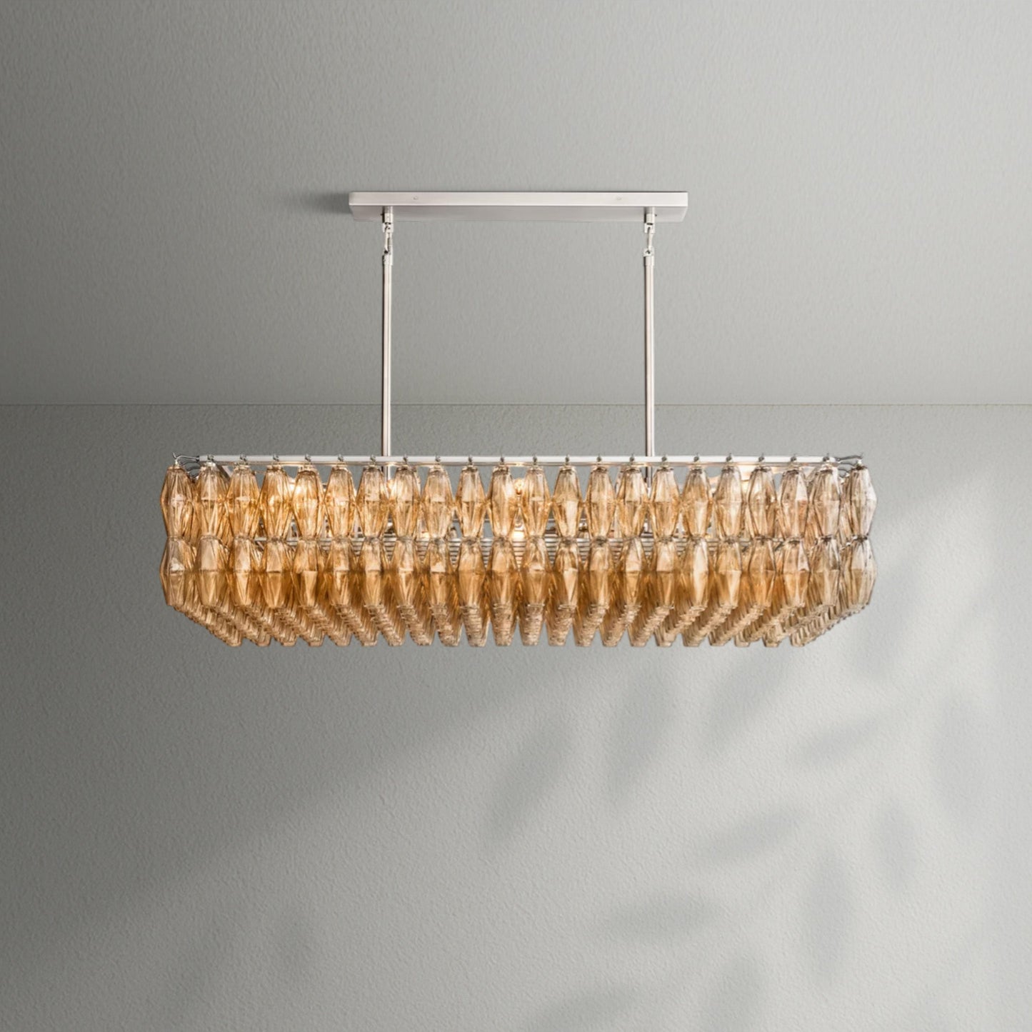 Chiaran Glass Rectangular Chandelier - Lightings Menu