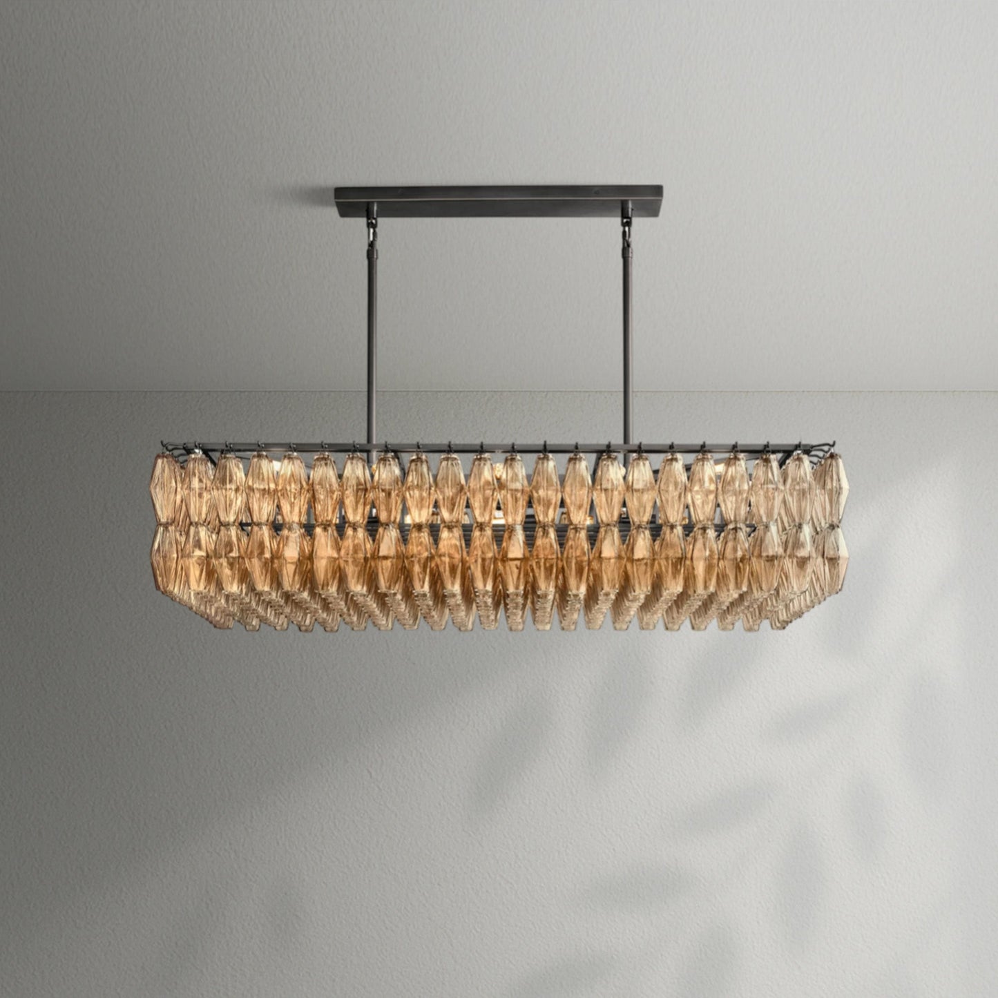 Chiaran Glass Rectangular Chandelier - Lightings Menu