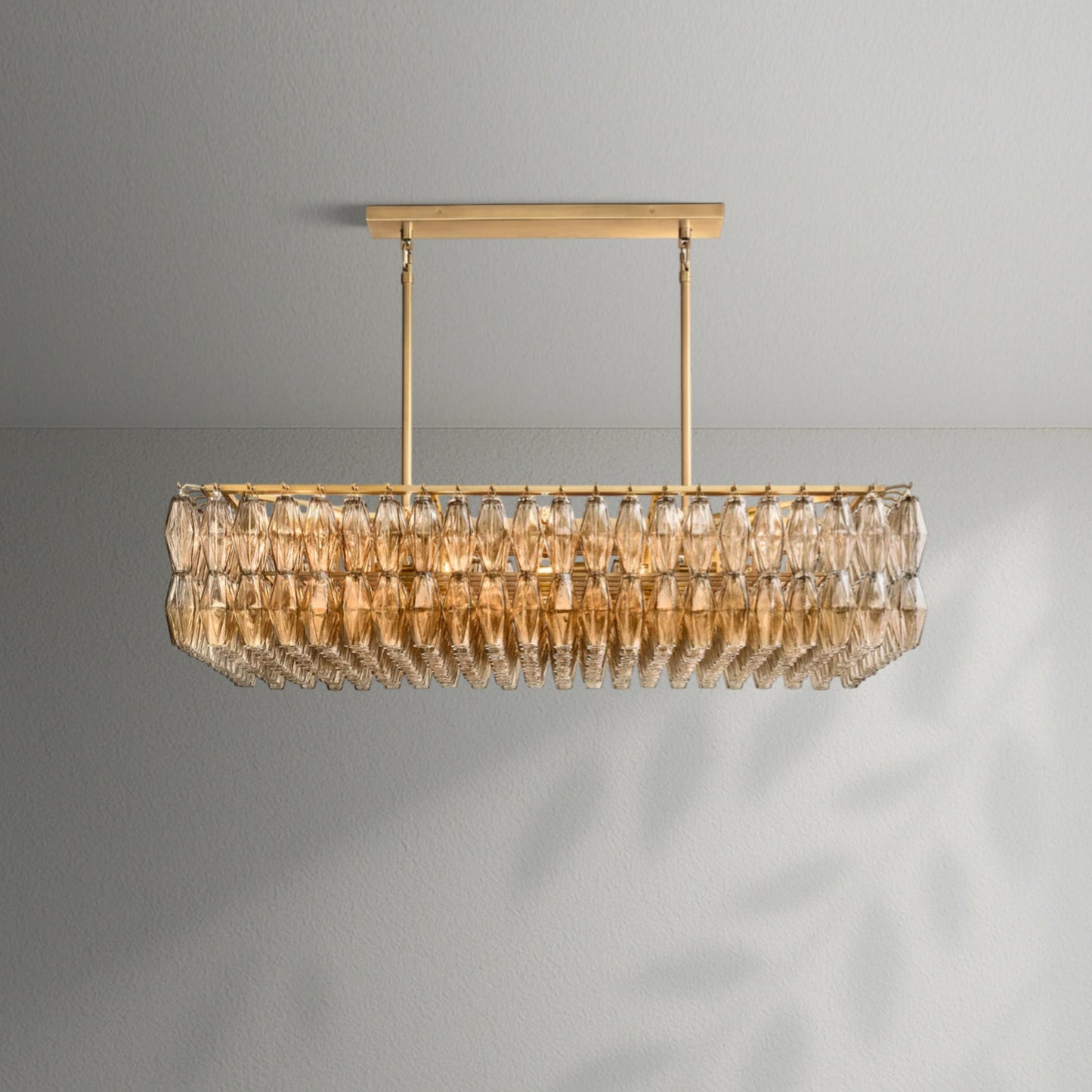 Chiaran Glass Rectangular Chandelier - Lightings Menu
