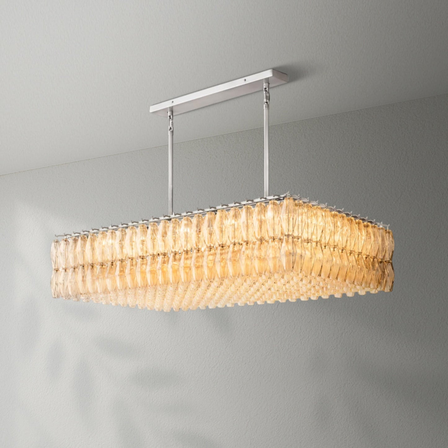 Chiaran Glass Rectangular Chandelier - Lightings Menu