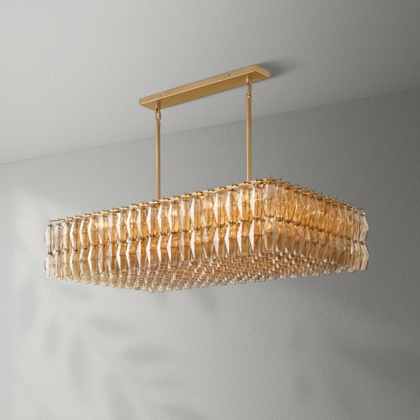 Chiaran Glass Rectangular Chandelier - Lightings Menu