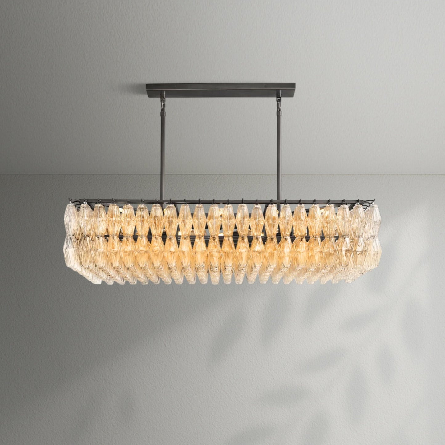 Chiaran Glass Rectangular Chandelier - Lightings Menu