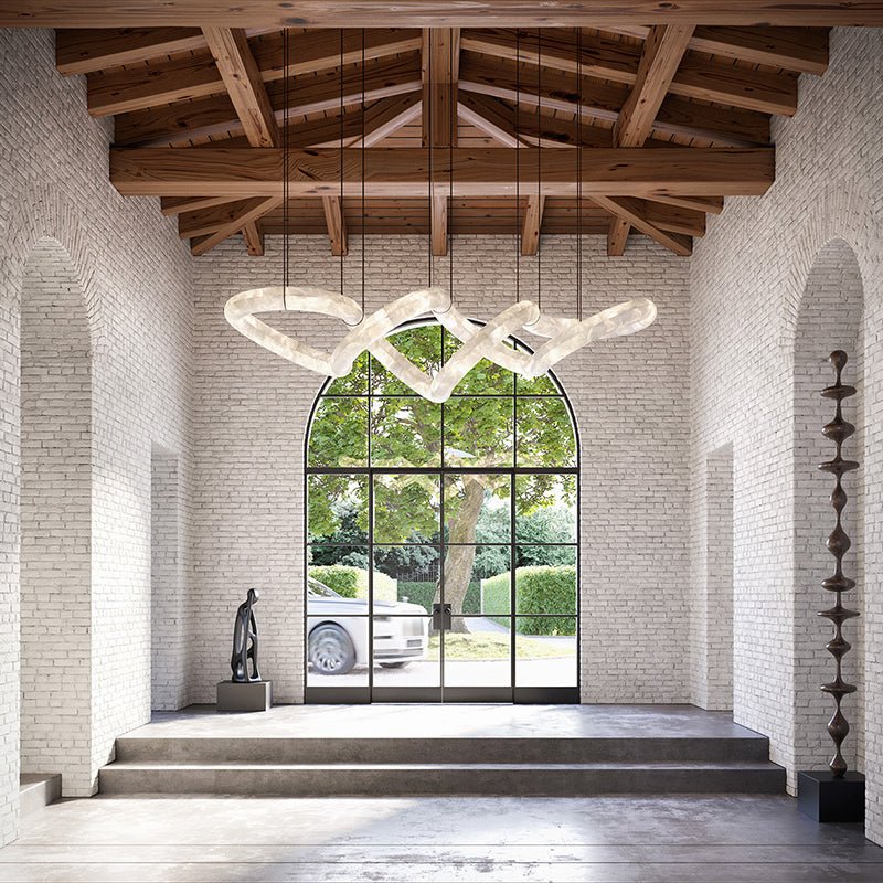 Designer Symmetrical Alabaster Chandelier - Lightings Menu