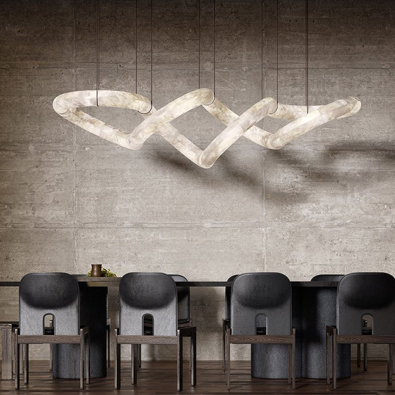 Designer Symmetrical Alabaster Chandelier - Lightings Menu
