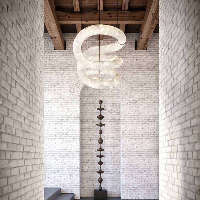 Designer Symmetrical Alabaster Chandelier - Lightings Menu