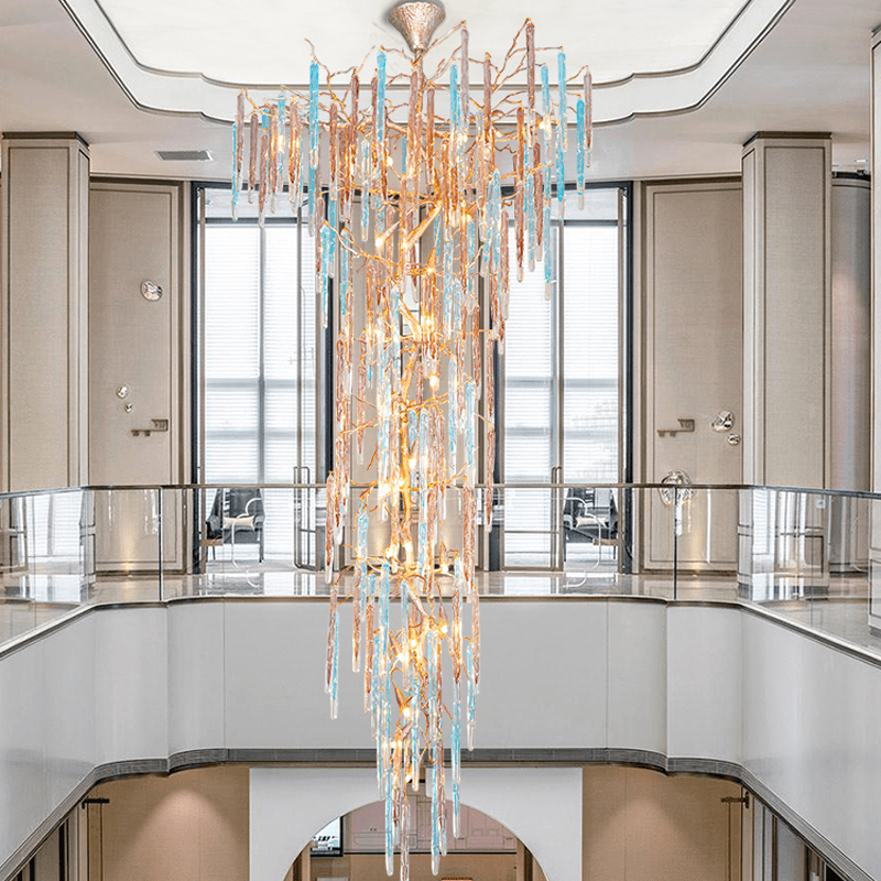 Dora Colorful Crystal Staircase Chandelier - Lightings Menu