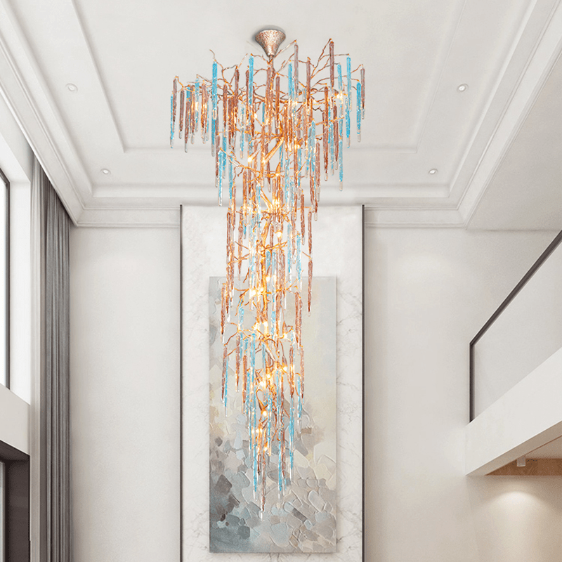 Dora Colorful Crystal Staircase Chandelier - Lightings Menu