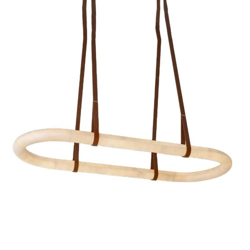 Leathe Circle Alabaster Chandelier - Lightings Menu