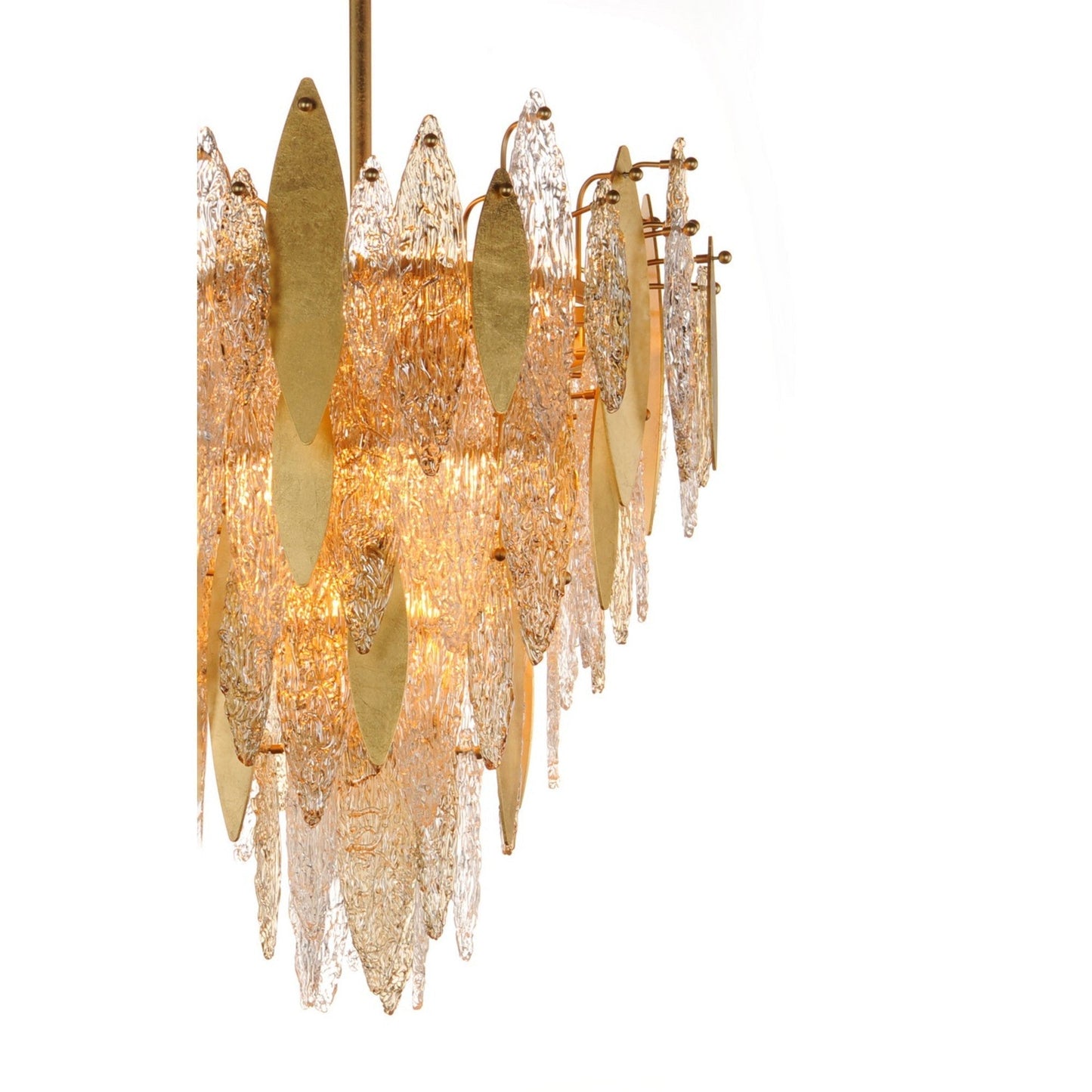 Majestic Gold Leaf Finish LED Chandelier - 12/21 Lights, 24‘’ 33‘’ - Lightings Menu