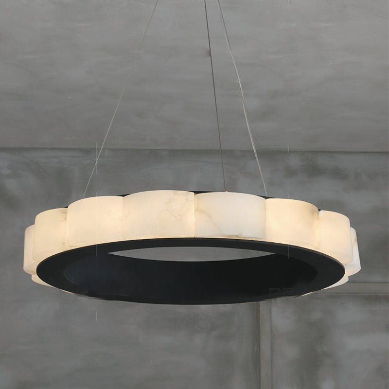 Moden Alabaster Round Chandelier Black - Lightings Menu