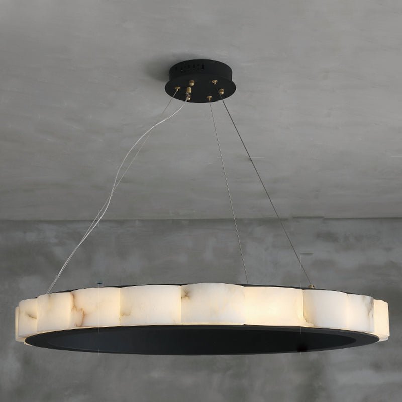 Moden Alabaster Round Chandelier Black - Lightings Menu