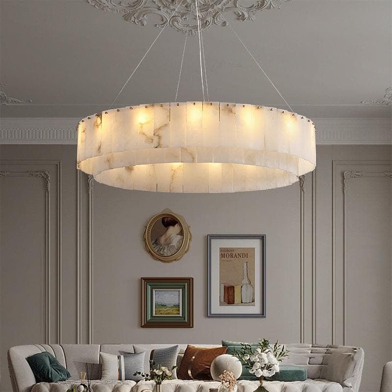 Modern Alabaster 2 tier Round Art Chandelier - Lightings Menu