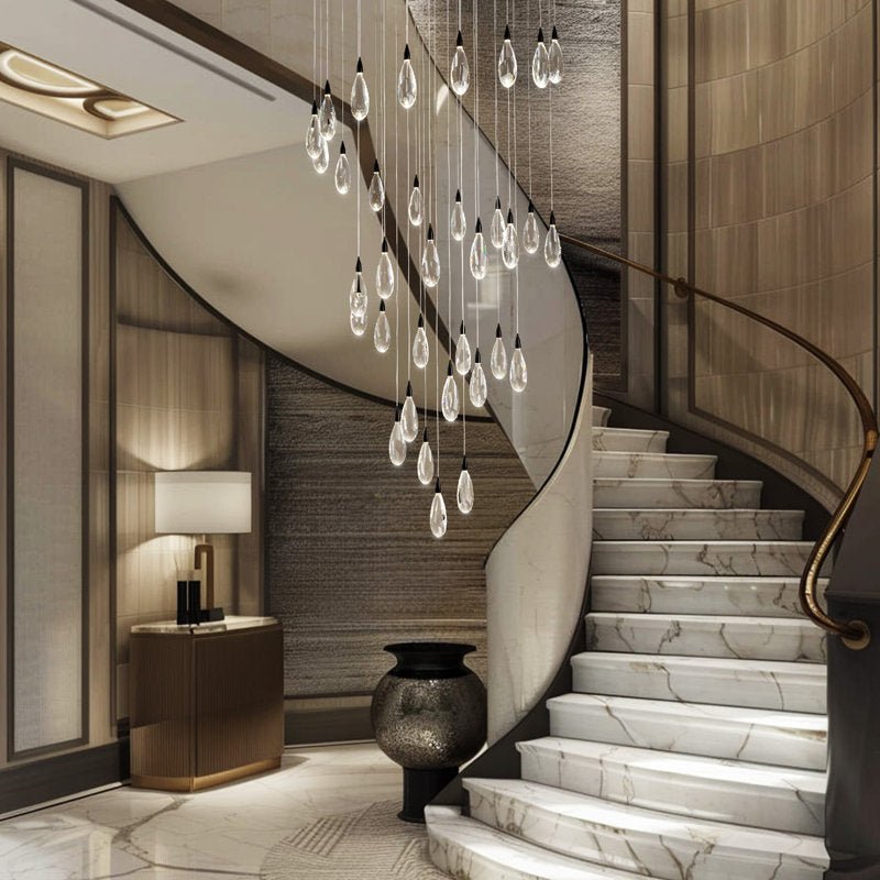 Naleya 43 - Light Height Adjustable Round Raindrop Chandelier - Lightings Menu