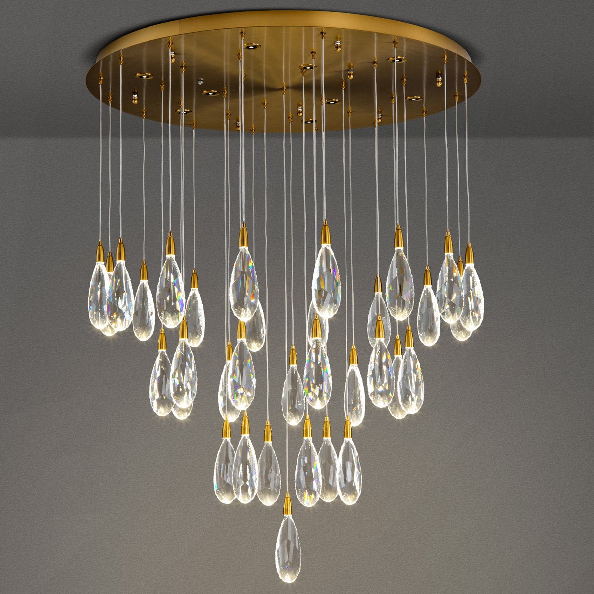 Naleya 43 - Light Height Adjustable Round Raindrop Chandelier - Lightings Menu