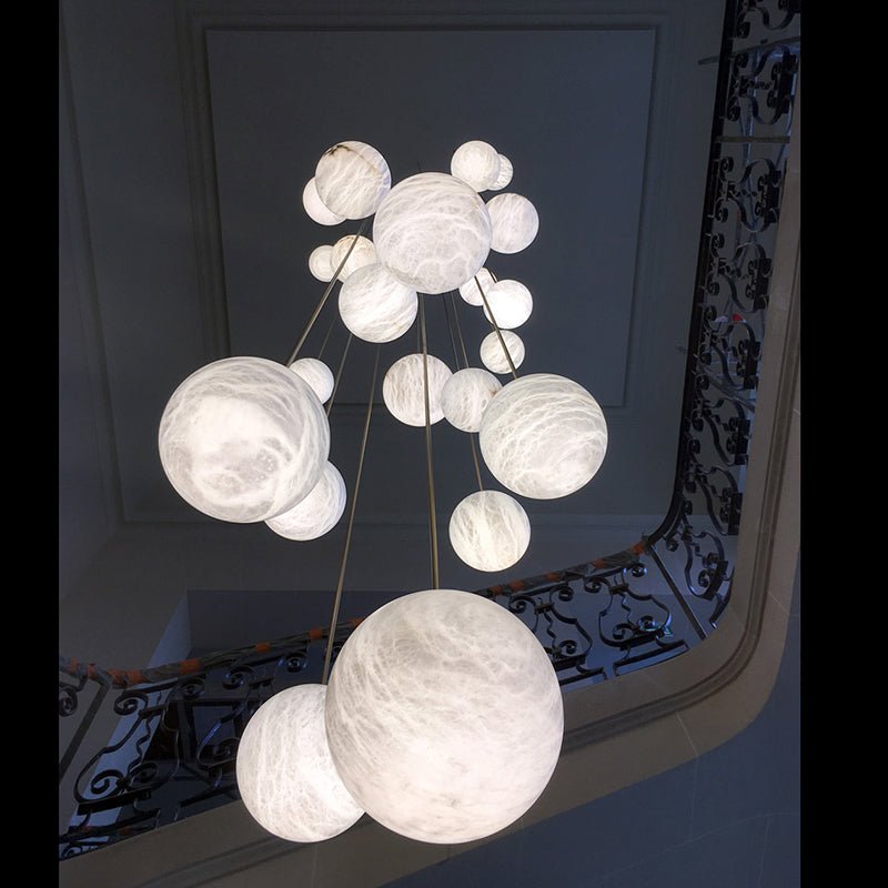 Nami Alabaster Sphere Staircase Chandelier - Lightings Menu
